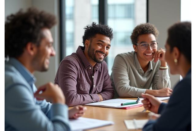 Diverse group of people in a financial literacy workshop discussion