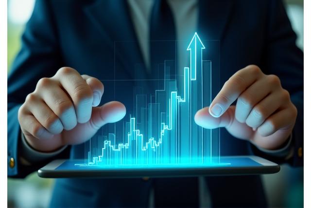 Person looking at stock charts on a computer screen, symbolizing future planning