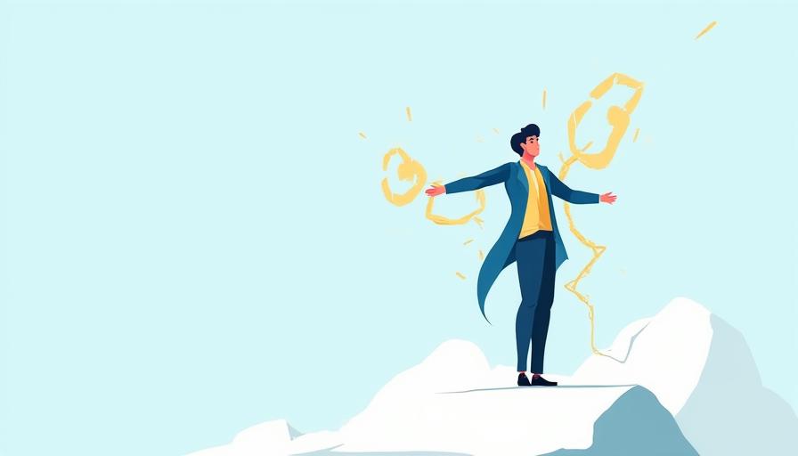 Illustration of a person breaking free from chains, symbolizing debt freedom.